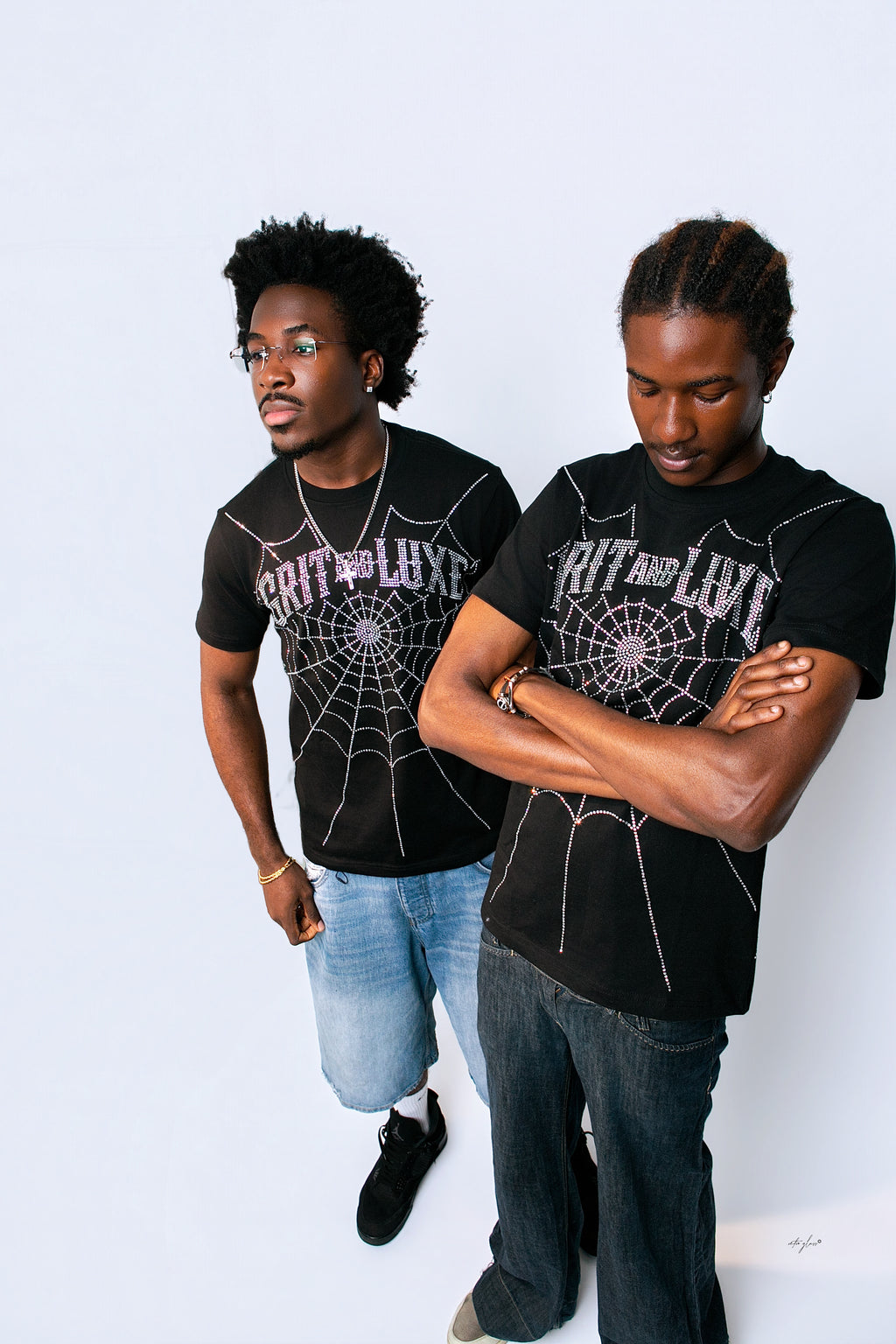 The Grit Code Rhinestone Web Tee – Black