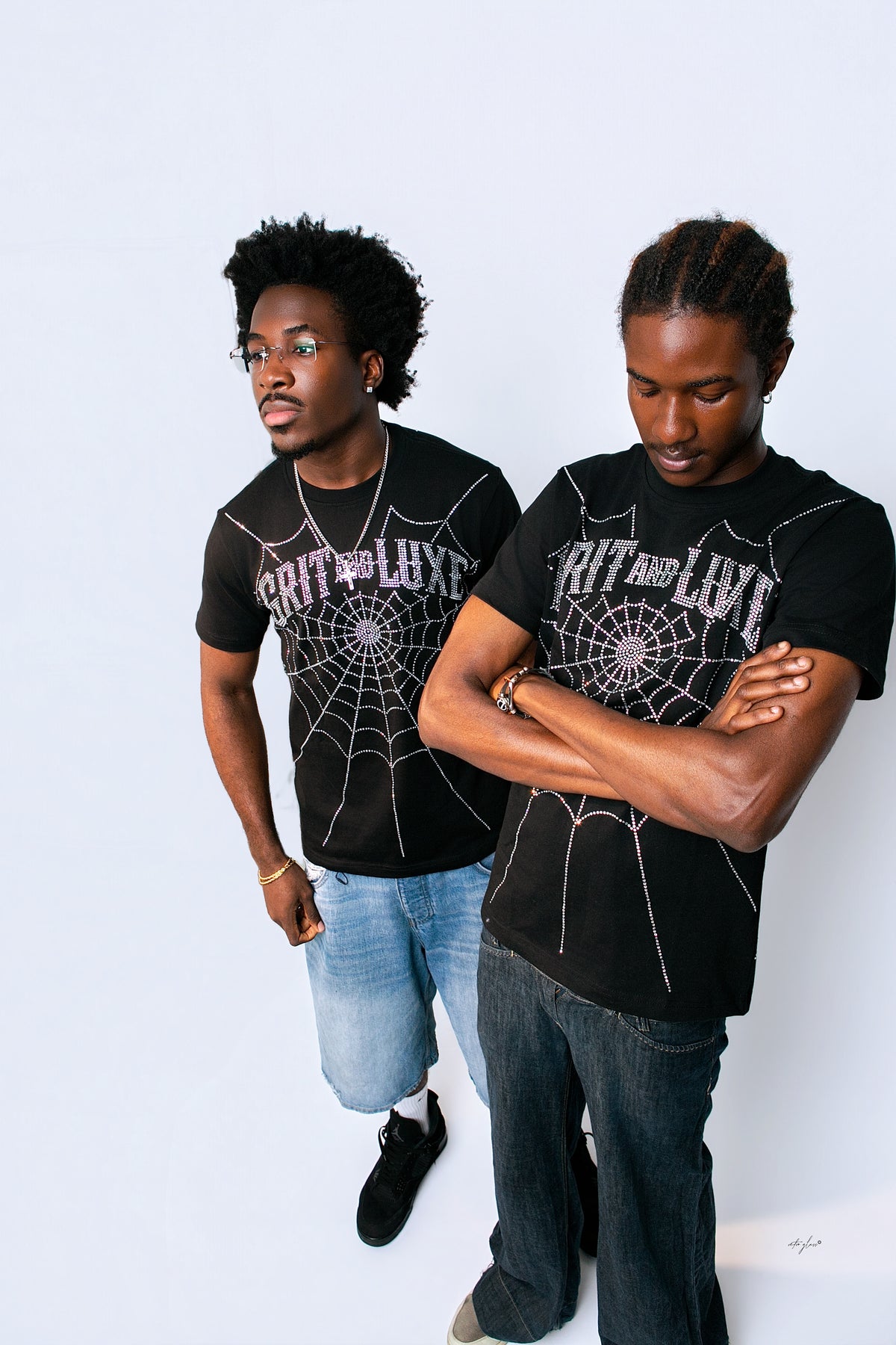 The Grit Code Rhinestone Web Tee – Black