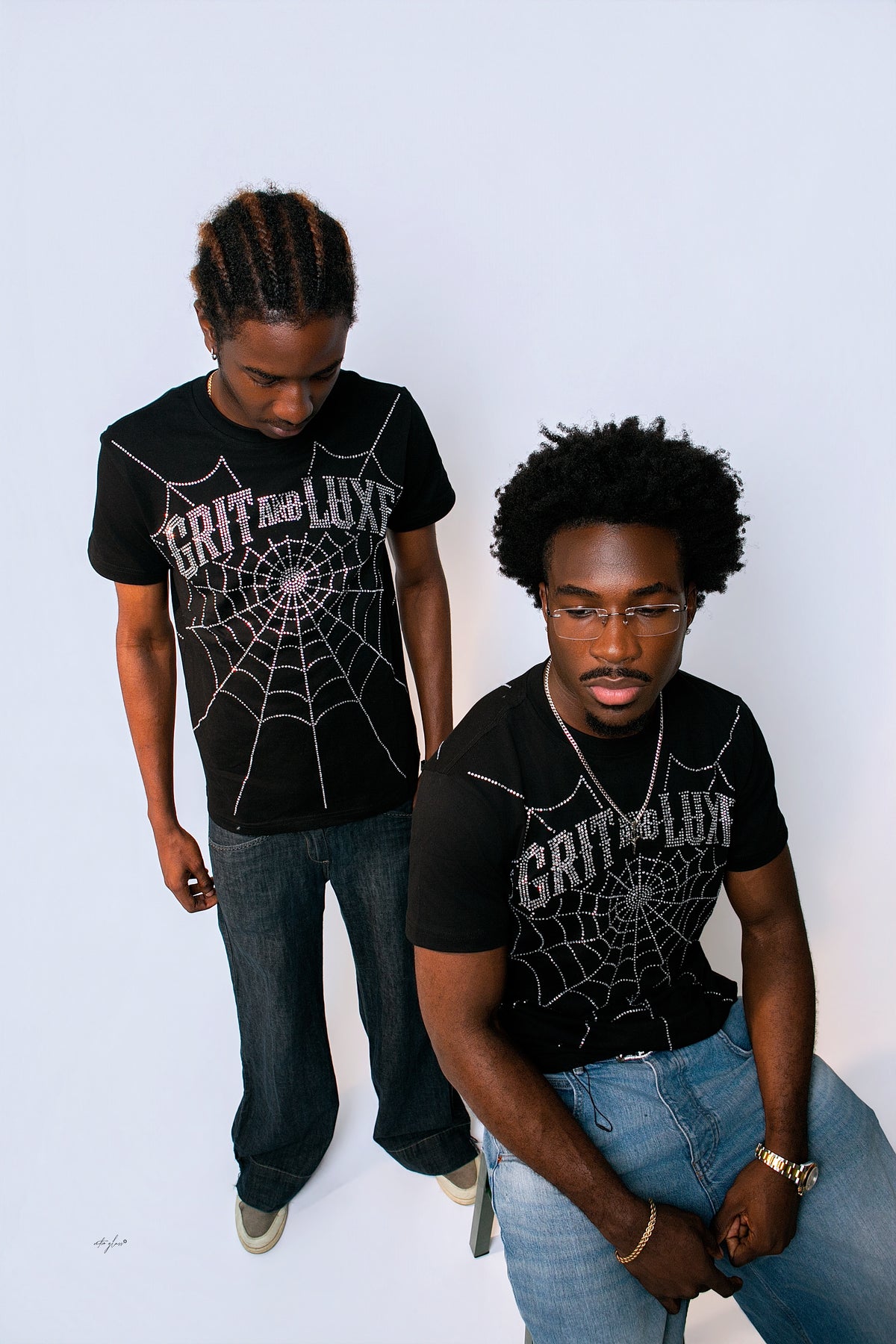 The Grit Code Rhinestone Web Tee – Black