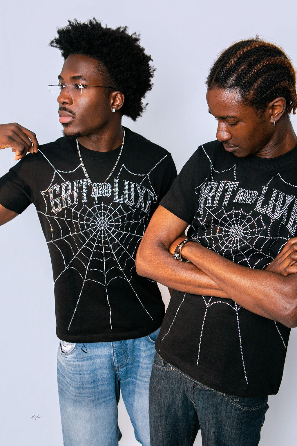 The Grit Code Rhinestone Web Tee – Black