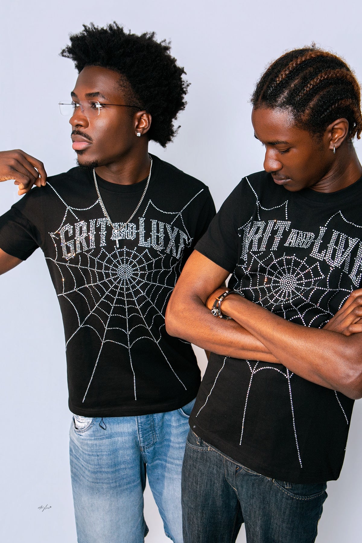The Grit Code Rhinestone Web Tee – Black