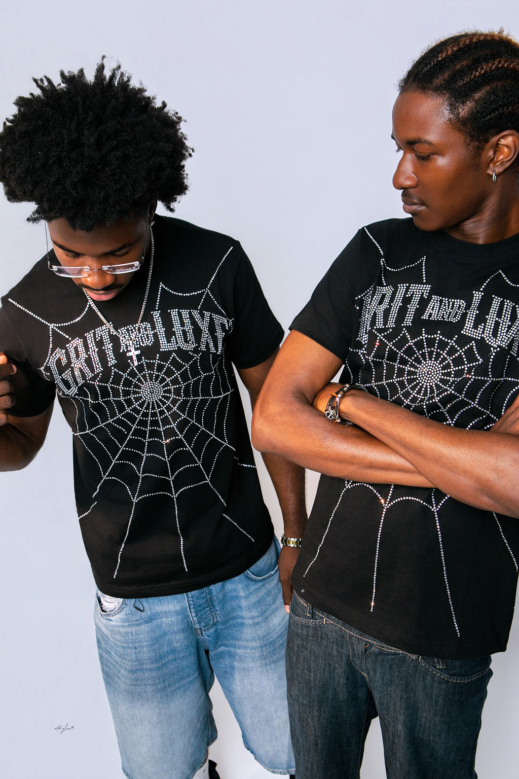 The Grit Code Rhinestone Web Tee – Black