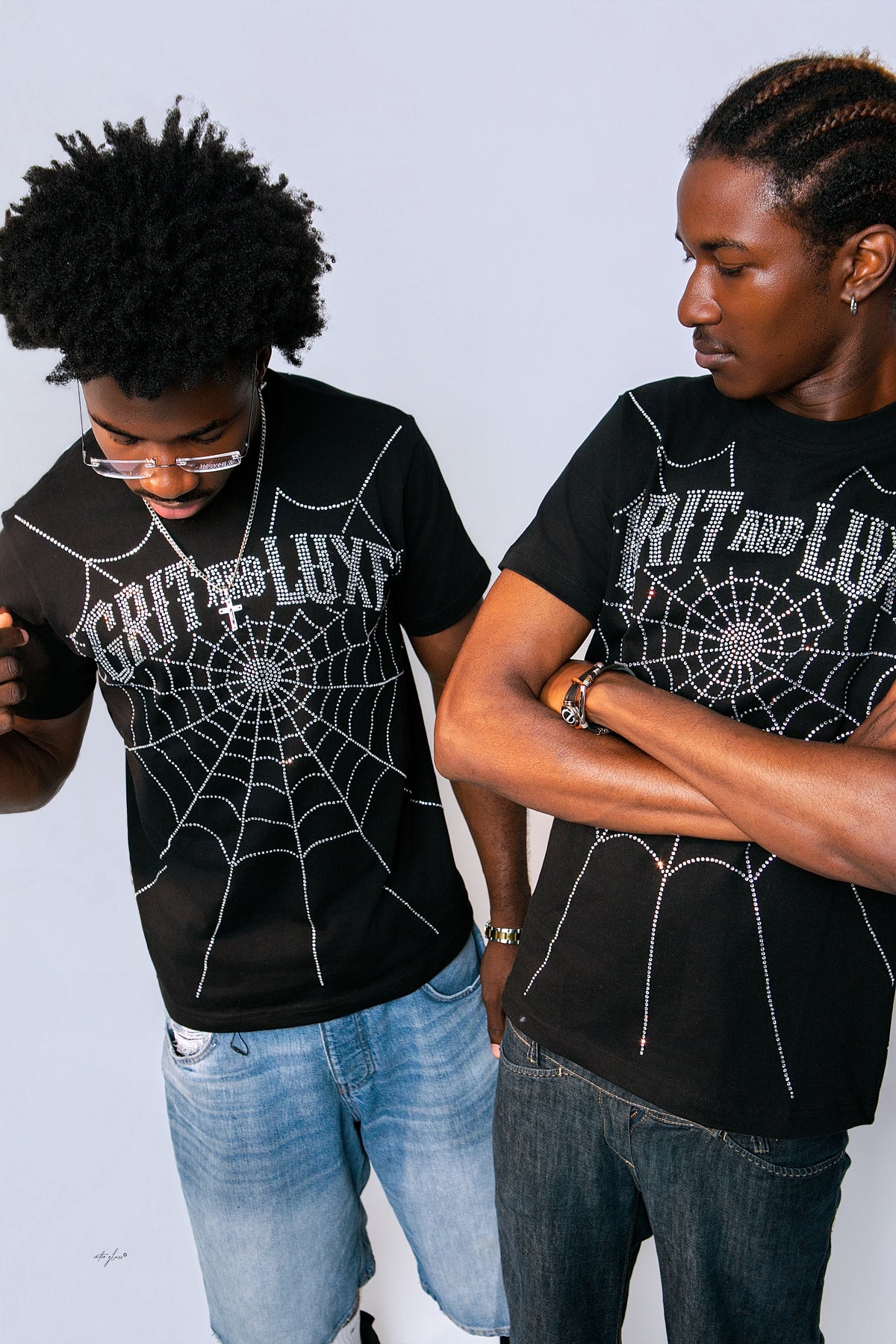 The Grit Code Rhinestone Web Tee – Black